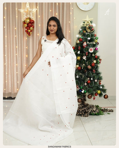 CHRISTMAS SPECIAL EMBROIDERY DETAILED SAREE