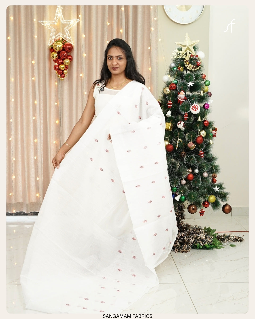 CHRISTMAS SPECIAL EMBROIDERY DETAILED SAREE