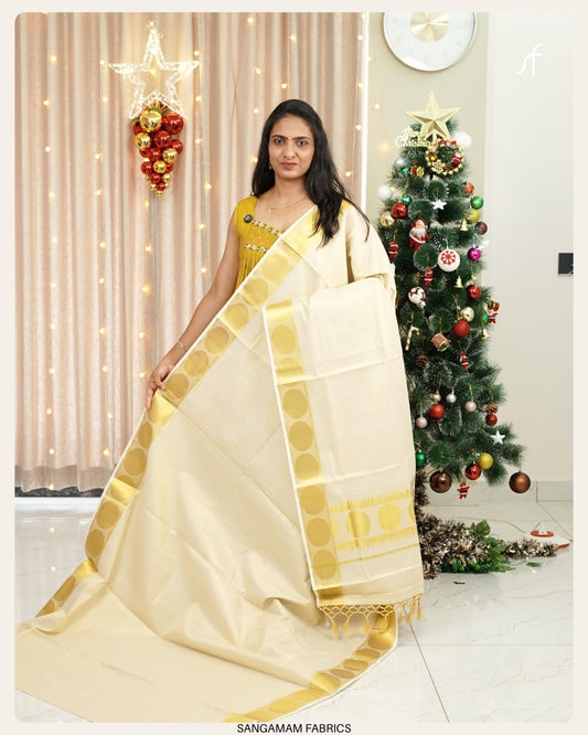 POLKA MOTIF TISSUE SET SAREE