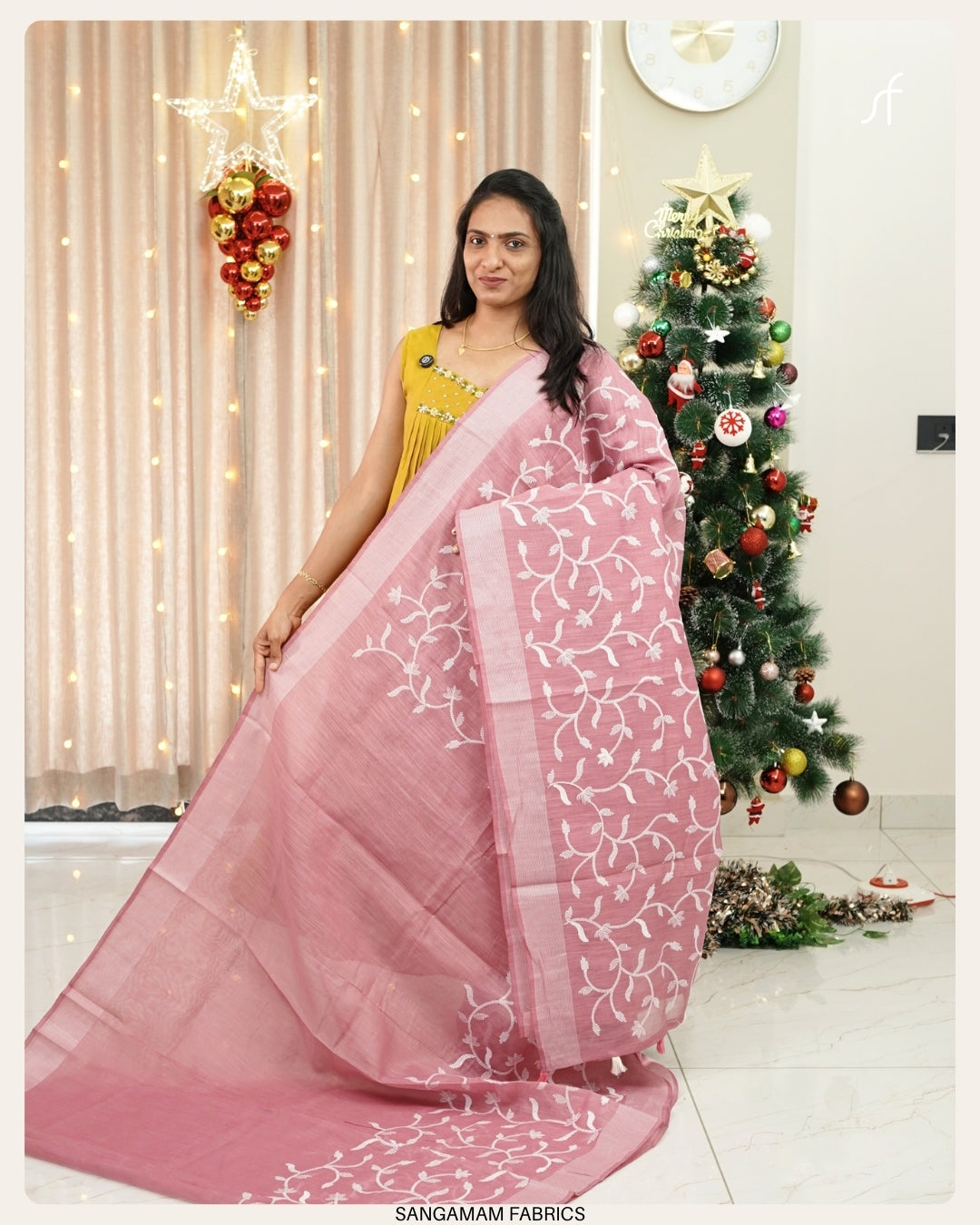 SEMI CHANDERI SILK EMBROIDERY SAREE