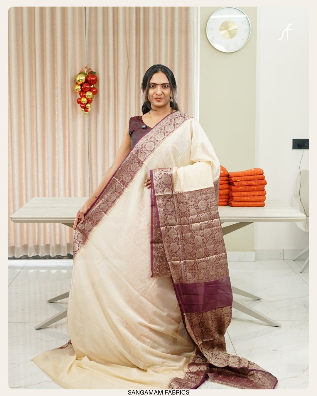 SEMI CHANDERI SILK BANARASI  SAREE