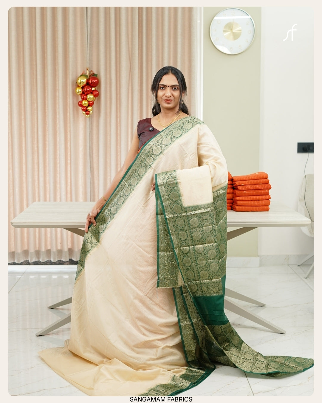 SEMI CHANDERI SILK BANARASI  SAREE