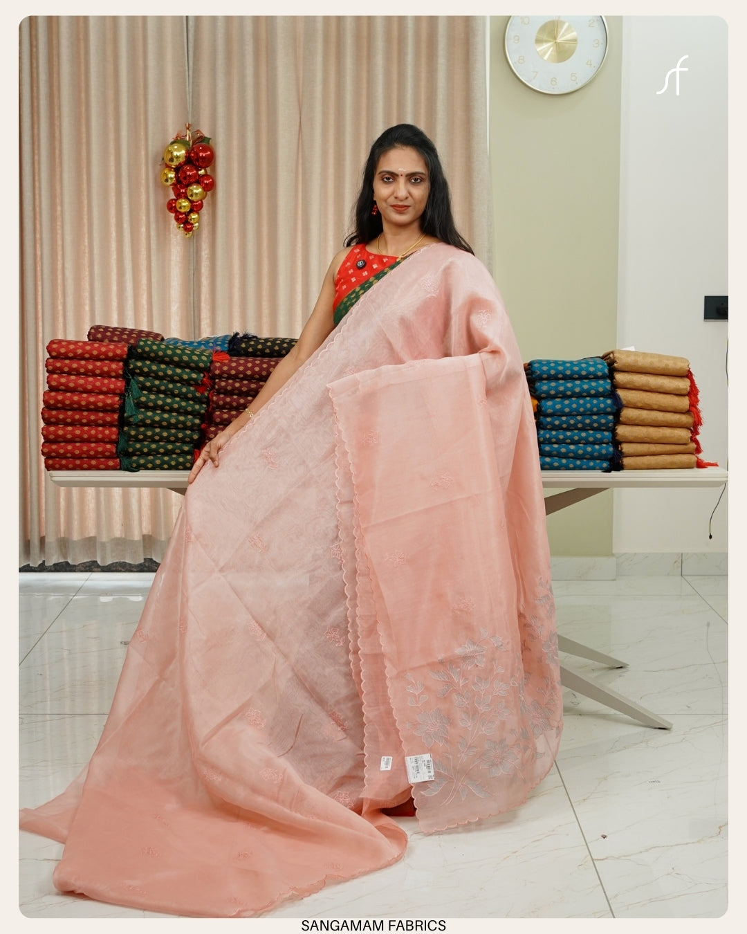 FLORAL APPLIQUE DETAILED ORGANZA SAREE