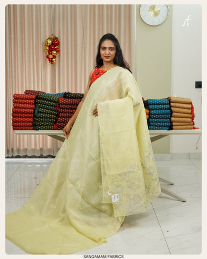 FLORAL APPLIQUE DETAILED ORGANZA SAREE
