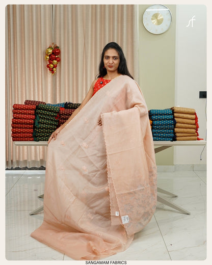 FLORAL APPLIQUE DETAILED ORGANZA SAREE
