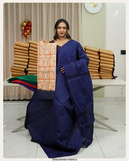 CROCHET LACE DETAILED COTTON SAREE