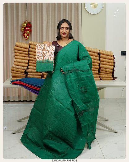 CROCHET LACE DETAILED COTTON SAREE