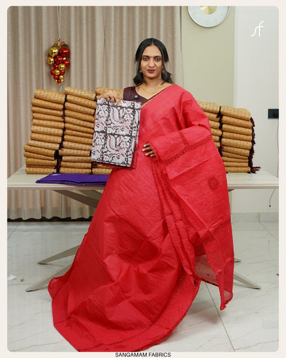 CROCHET LACE DETAILED COTTON SAREE