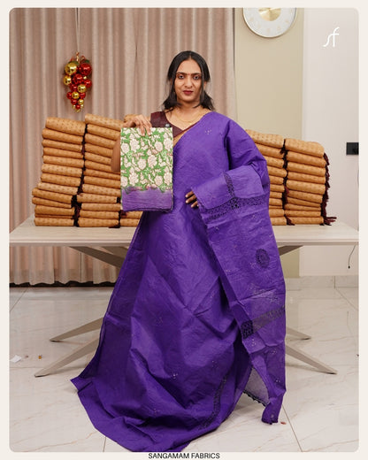 CROCHET LACE DETAILED COTTON SAREE