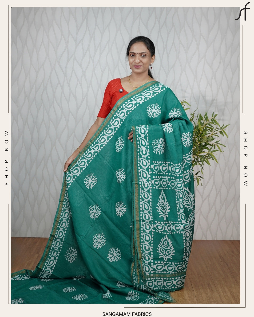 SEMI CHANDERI SILK BATIK PRINTED SAREE
