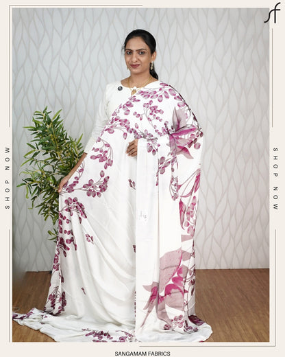 FLORAL PRINTED SEMI MODAL SILK SAREE