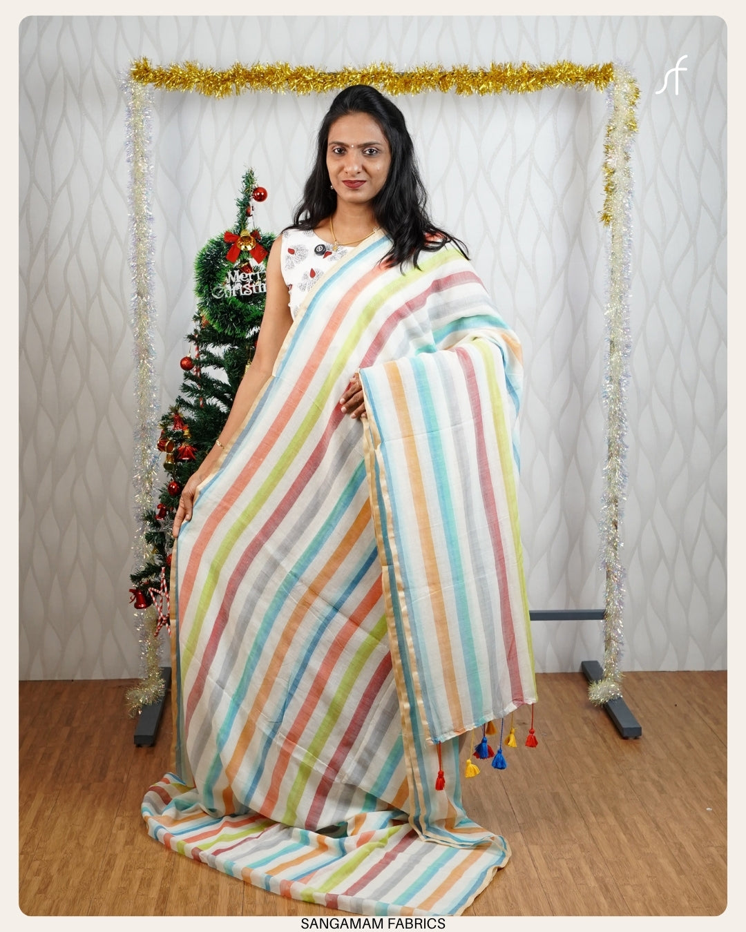 MULTICOLOUR STRIPE MUL COTTON SAREE