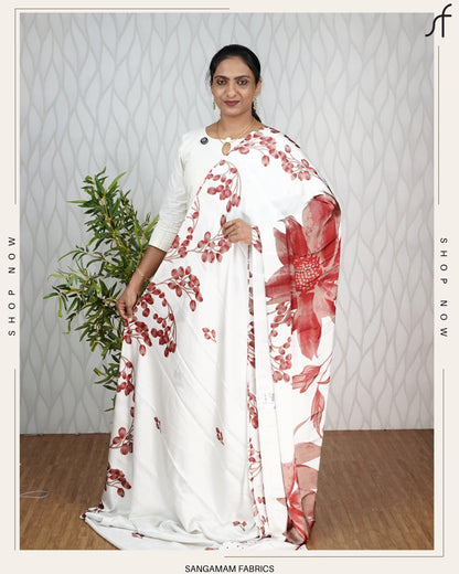 FLORAL PRINTED SEMI MODAL SILK SAREE