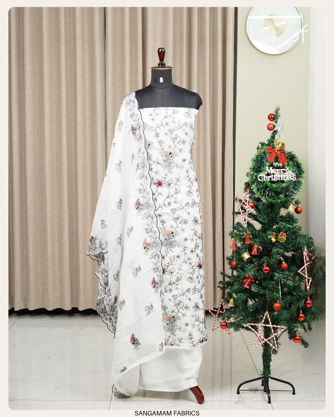 FLORAL EMBROIDERY SEMI LINEN  UNSTITCHED SALWAR SUIT