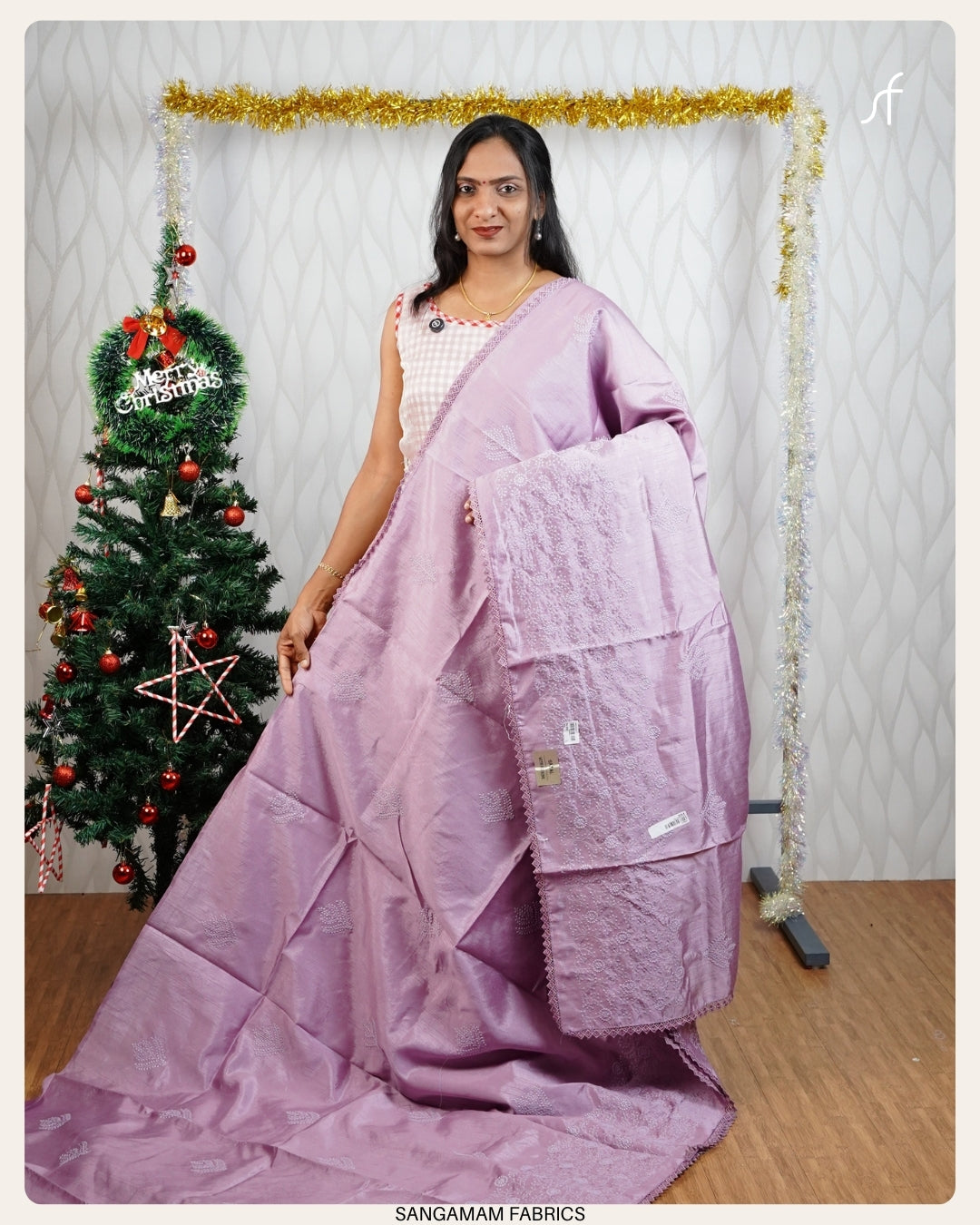 EMBROIDERY DETAILED SEMI TUSSAR  SILK SAREE