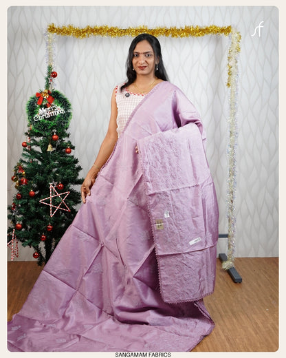 EMBROIDERY DETAILED SEMI TUSSAR  SILK SAREE