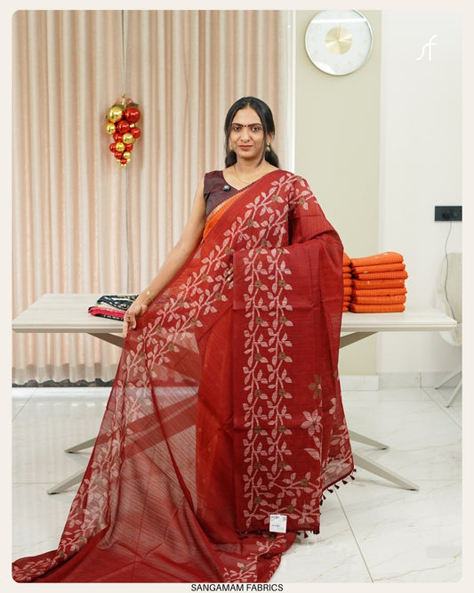 SEMI JUTE FLORAL SAREE