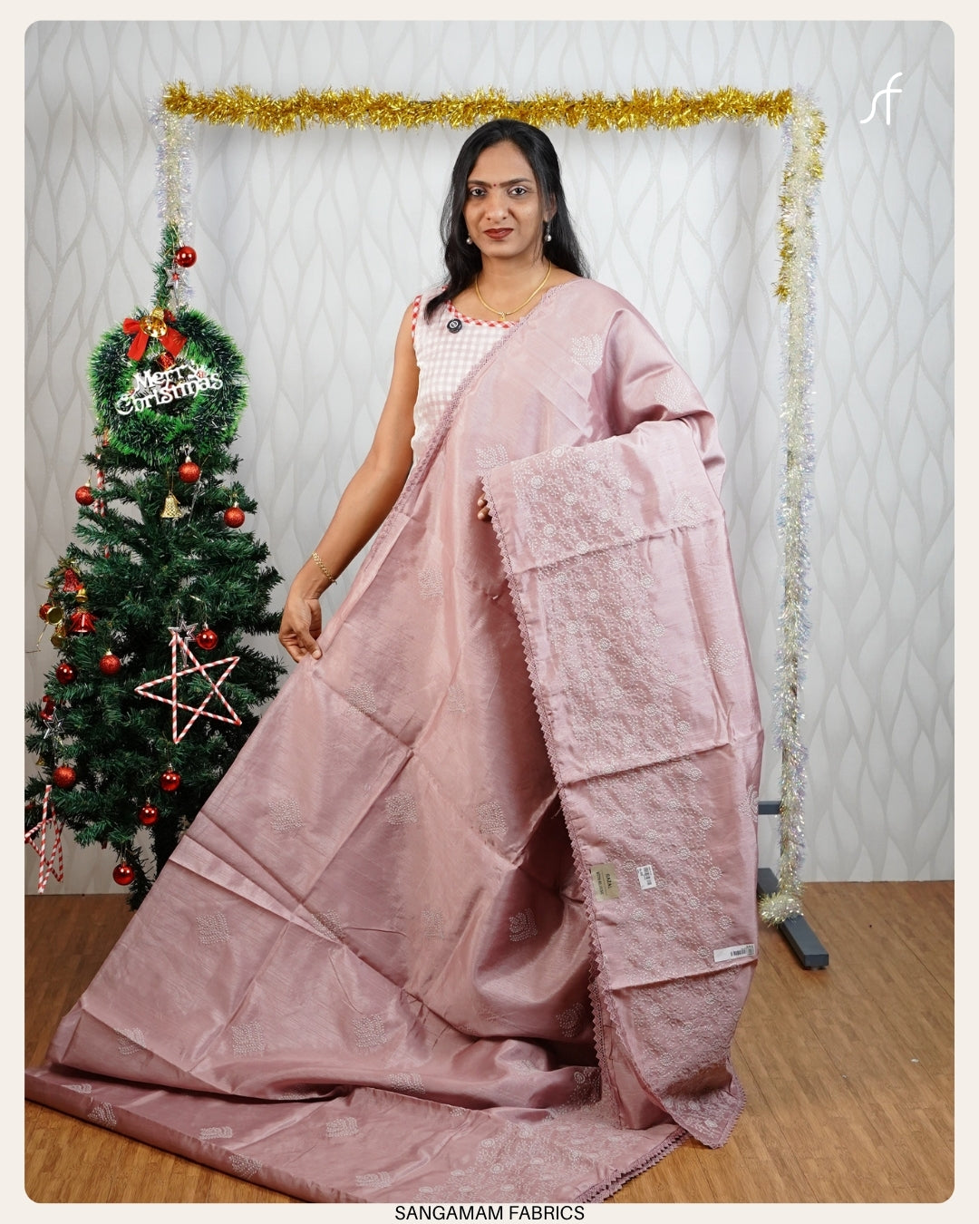 EMBROIDERY DETAILED SEMI TUSSAR  SILK SAREE