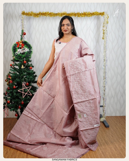 EMBROIDERY DETAILED SEMI TUSSAR  SILK SAREE