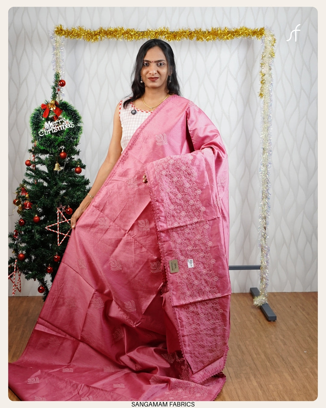 EMBROIDERY DETAILED SEMI TUSSAR  SILK SAREE