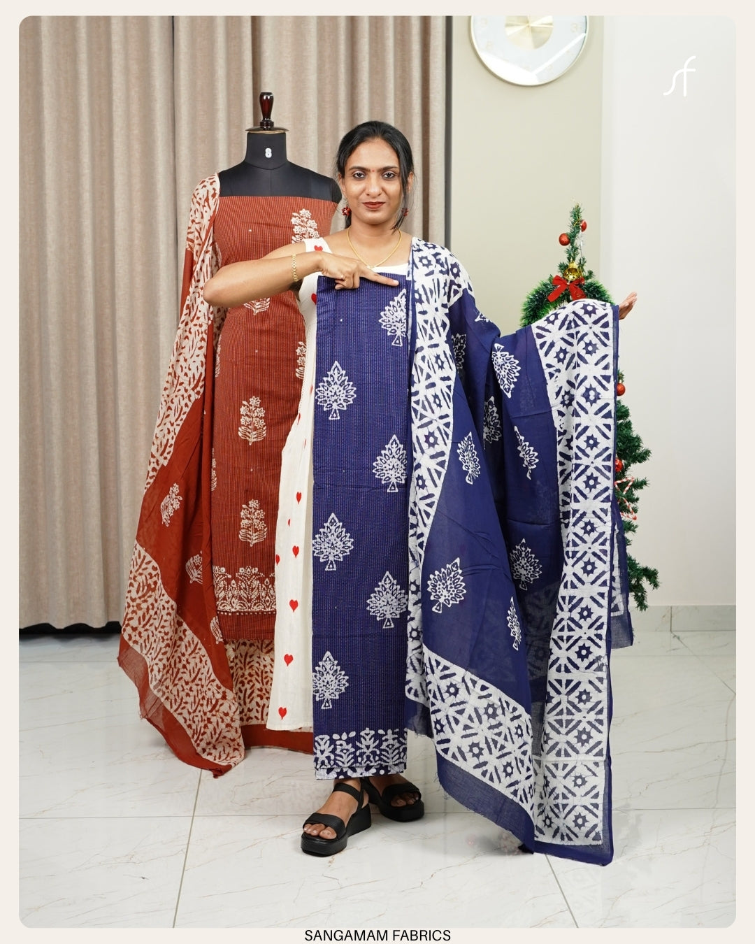 KANTHA COTTON DETAILED BATIK PRINTED  UNSTITCHED SALWAR SUIT