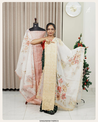 SEMI LINEN  UNSTITCHED SALWAR SUIT