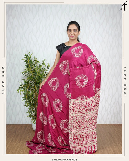 BANDHANI PRINTED SEMI MODAL SILK SARE