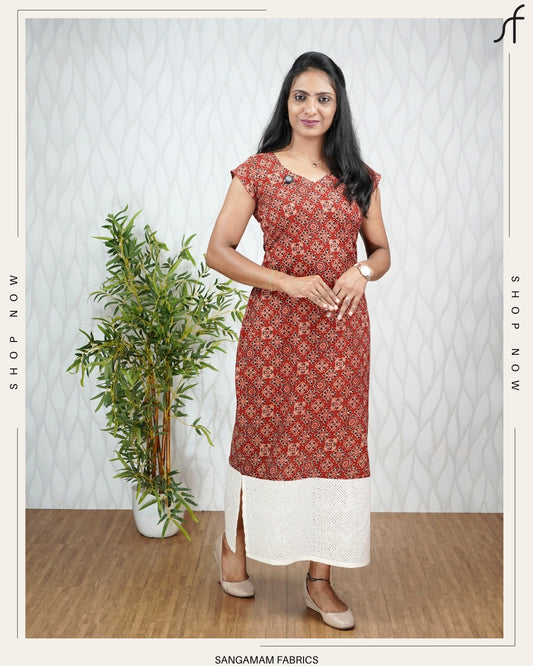 AJRAKH AND HAKOBA COMBINATION ALINE DRESS
