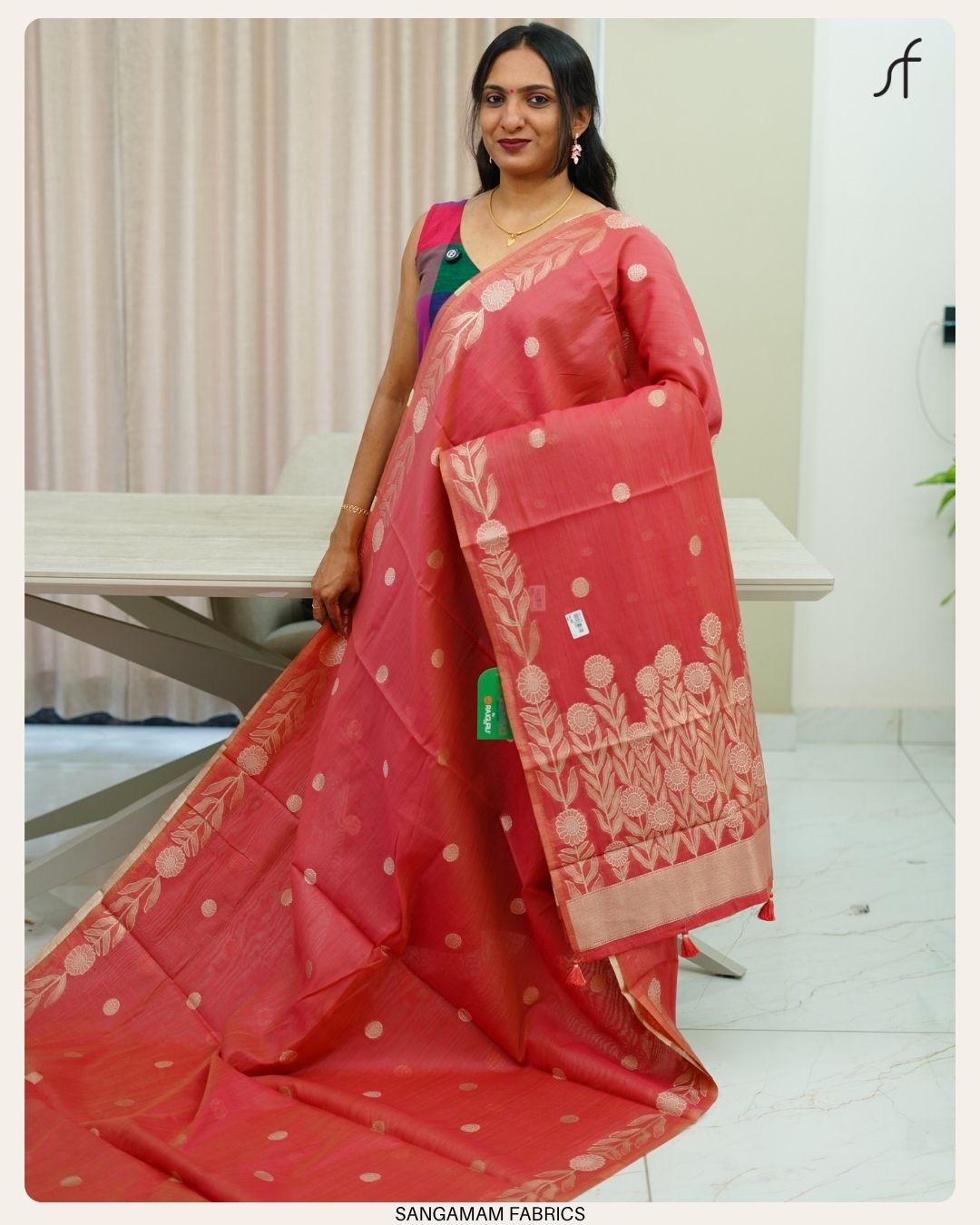 SEMI CHANDERI SILK SAREE
