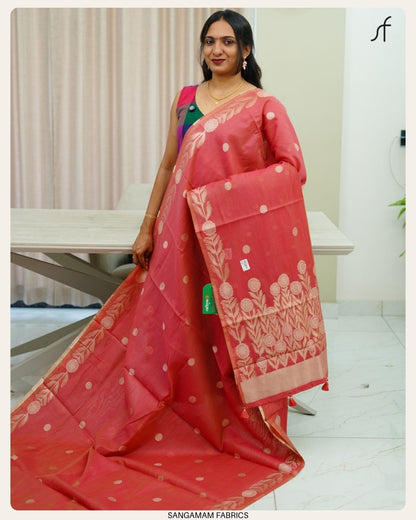 SEMI CHANDERI SILK SAREE