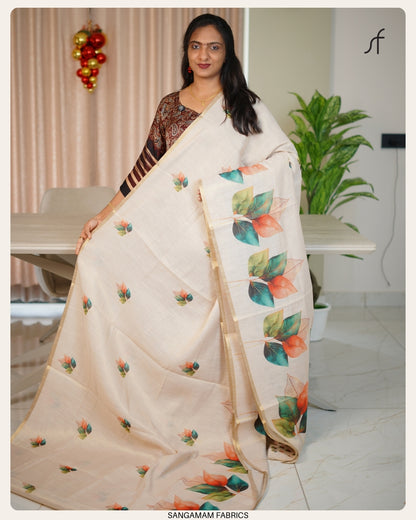 FLORAL PRINTED TISSUE SAREE