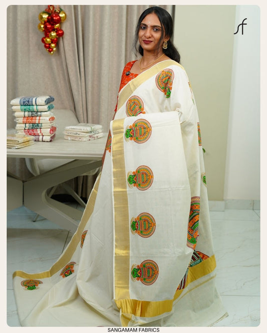 KADHAKALI PRINTED SET SAREE