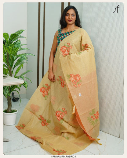 SEMI CHANDERI SILK SAREE