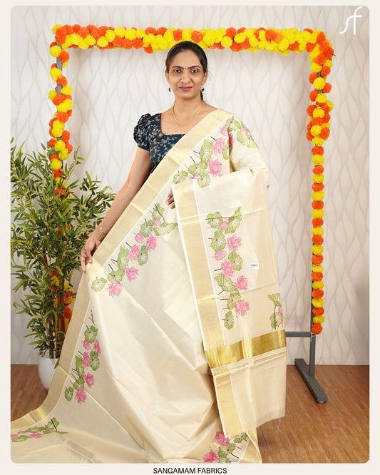 LOTUS MOTIF TISSUE SET SAREE