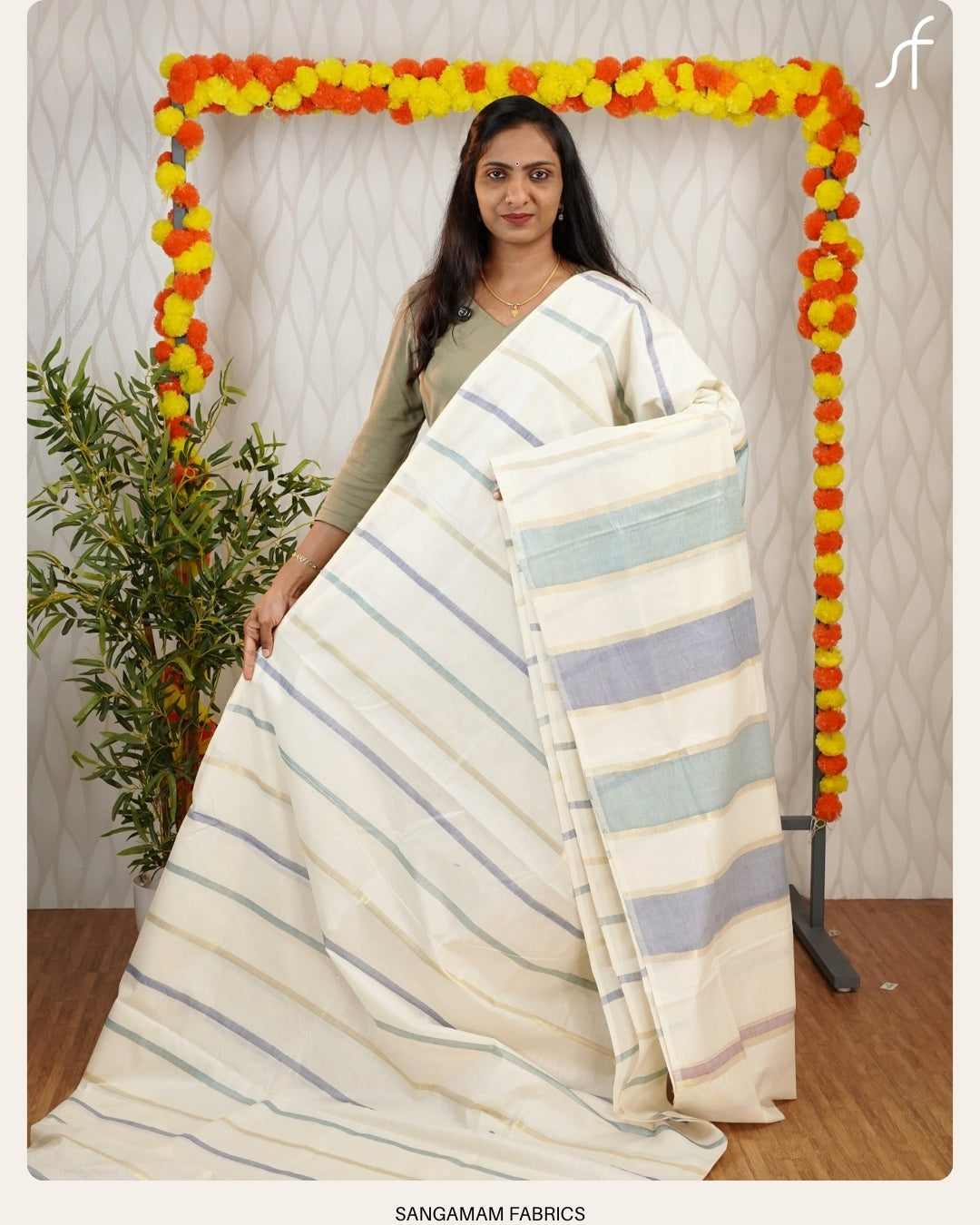 KERALA COTTON SETSAREE FANCY LINE PATTERN