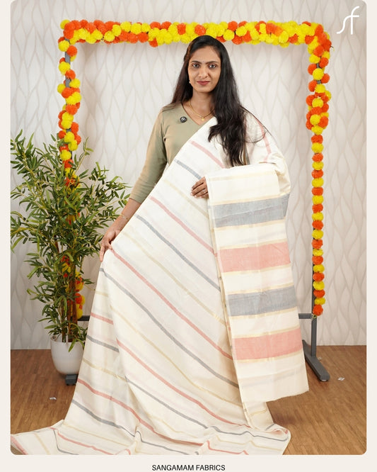 KERALA COTTON SETSAREE FANCY LINE PATTERN