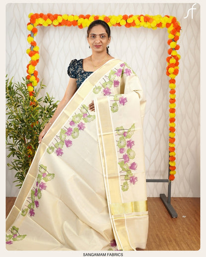 LOTUS MOTIF TISSUE SET SAREE