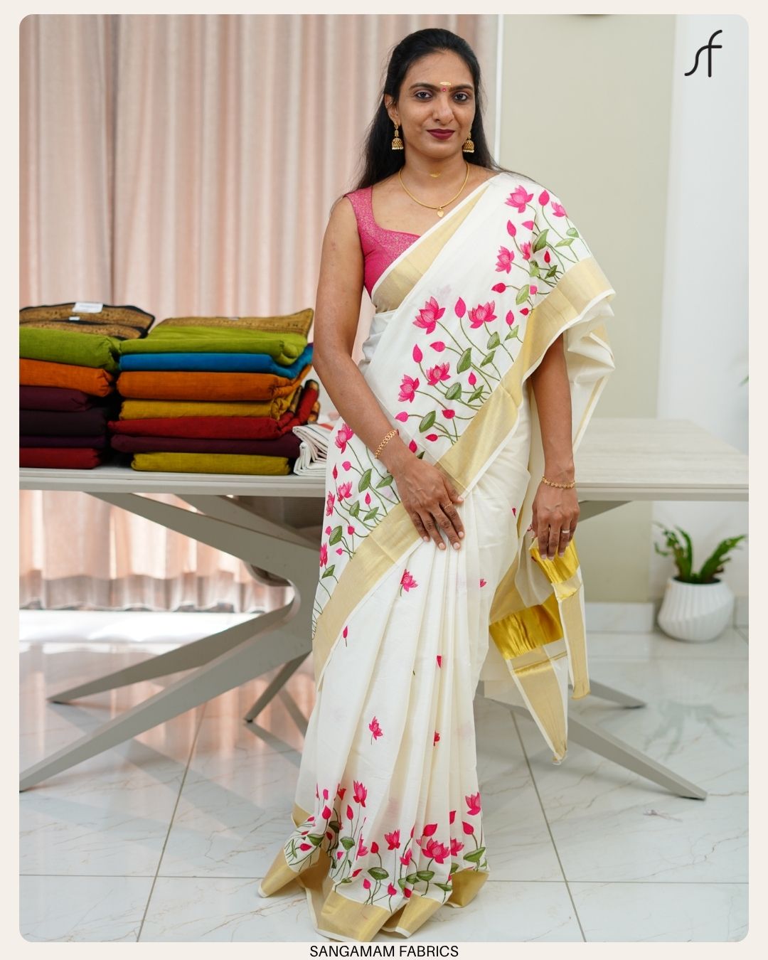 LOTUS EMBROIDERY SET SAREE