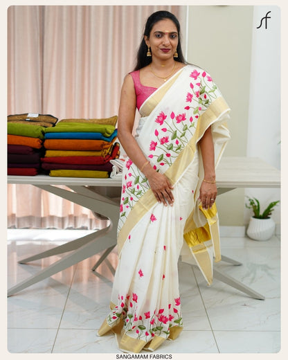 LOTUS EMBROIDERY SET SAREE