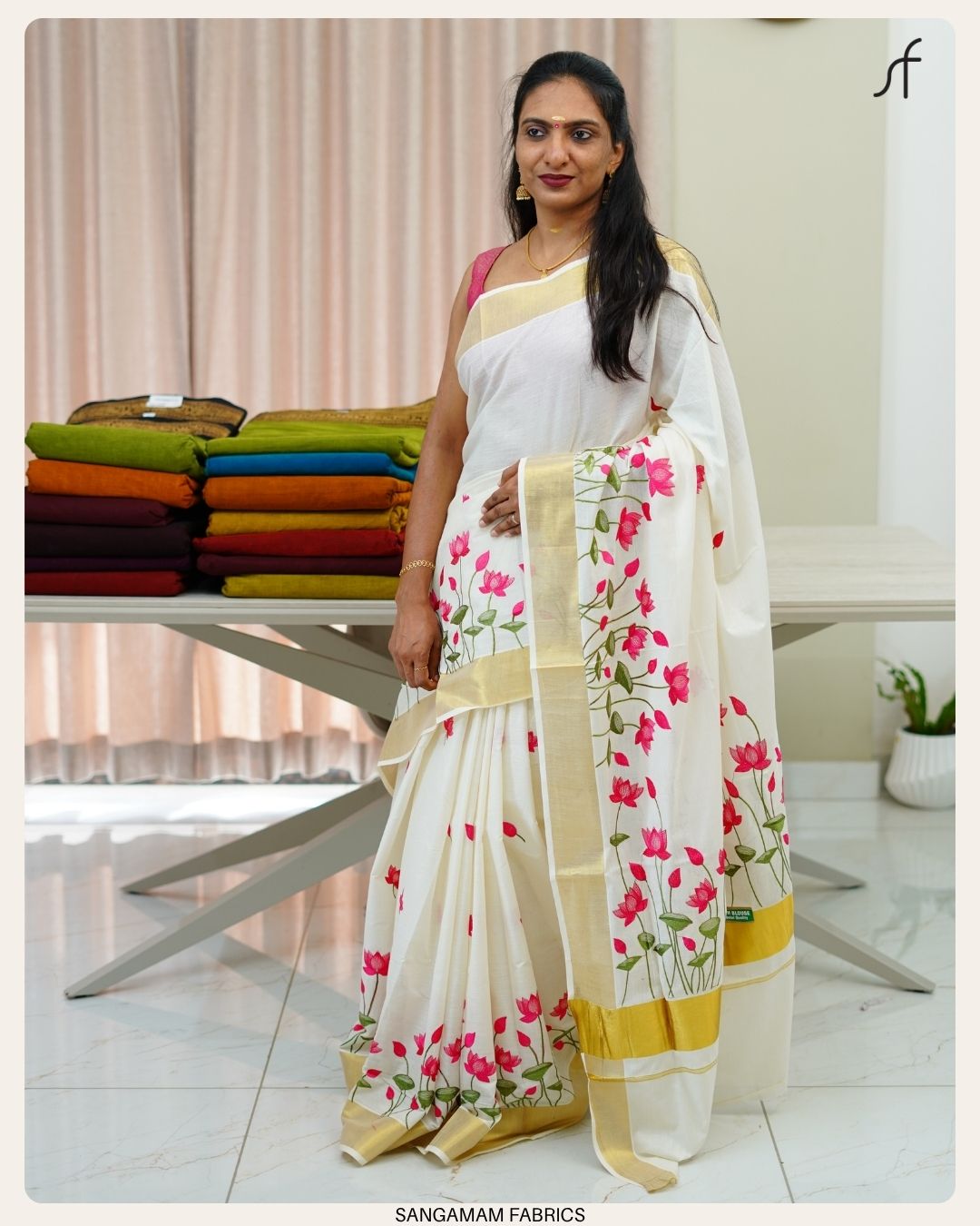 LOTUS EMBROIDERY SET SAREE