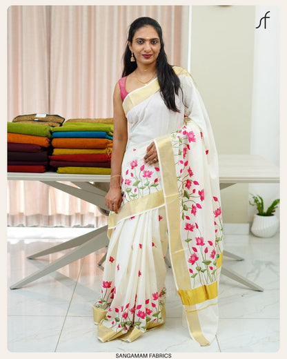 LOTUS EMBROIDERY SET SAREE