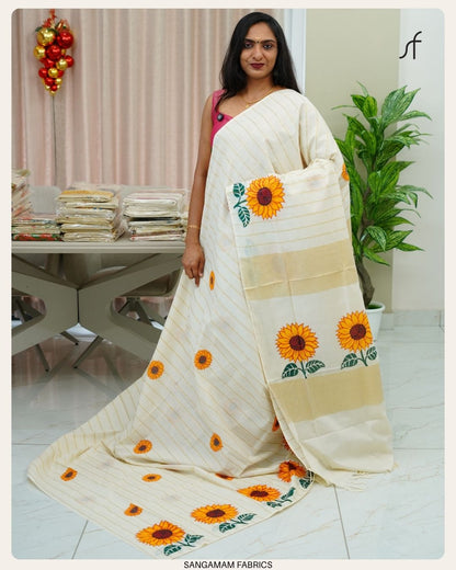 SUNFLOWER DETAILED SET SAREE