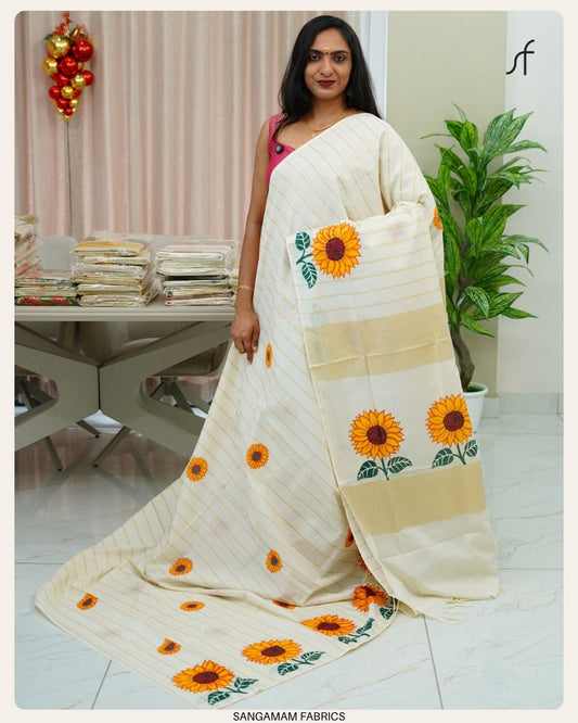 SUNFLOWER DETAILED SET SAREE