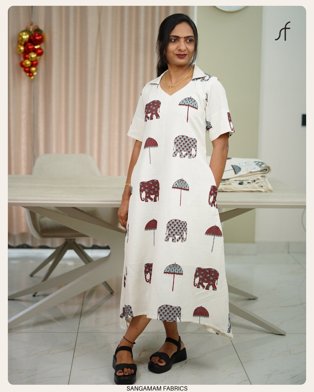 ELEPHANT PRINTED COTTON DRESS