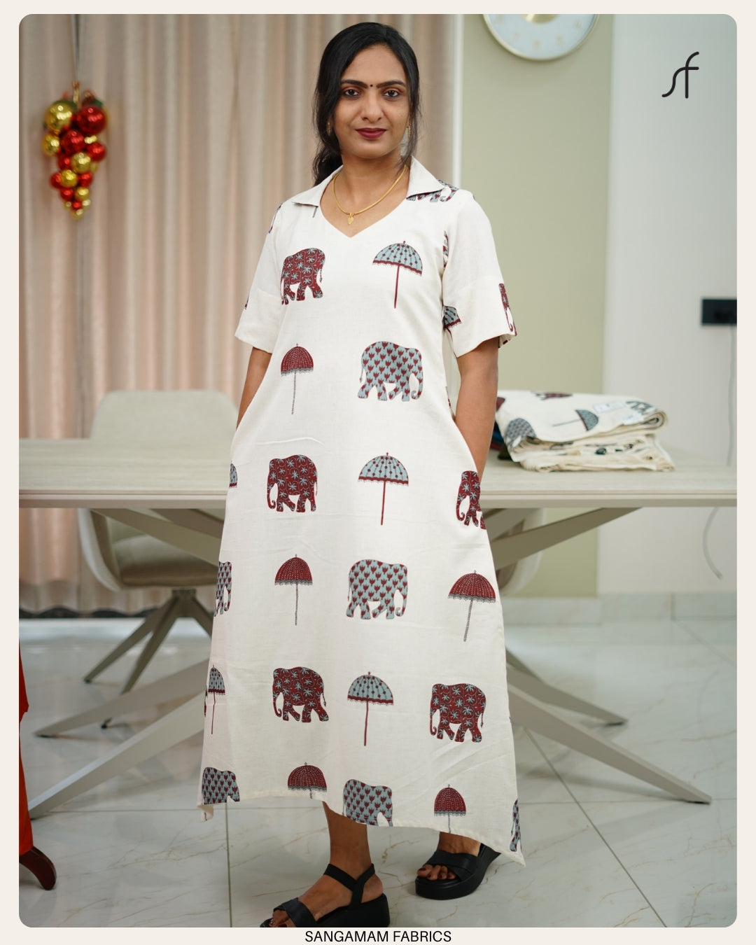 ELEPHANT PRINTED COTTON DRESS