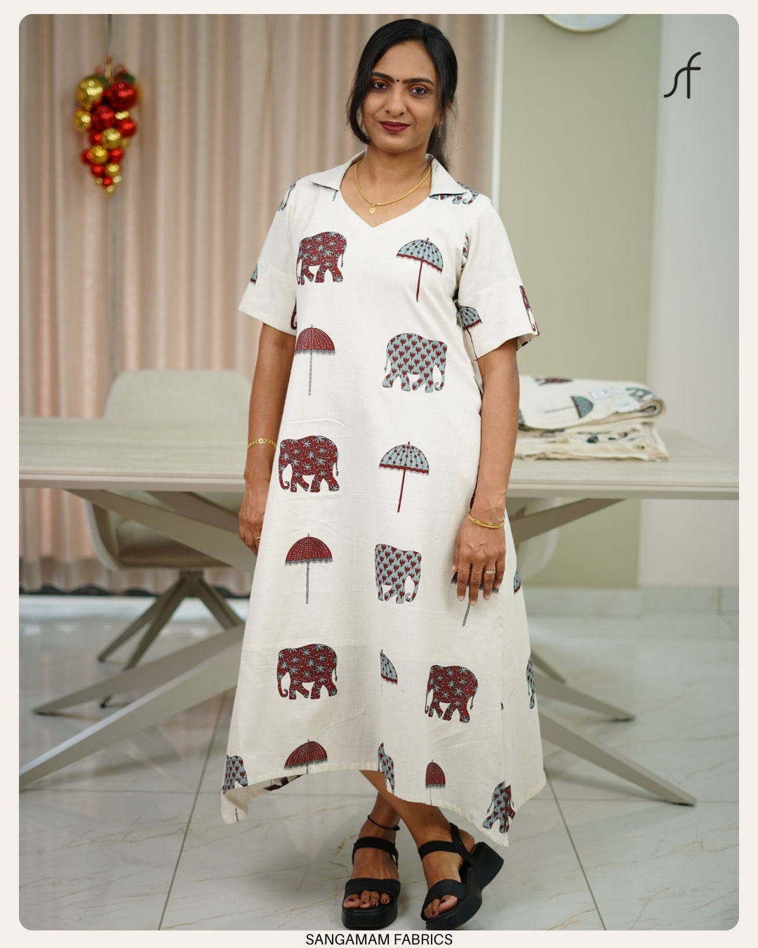 ELEPHANT PRINTED COTTON DRESS