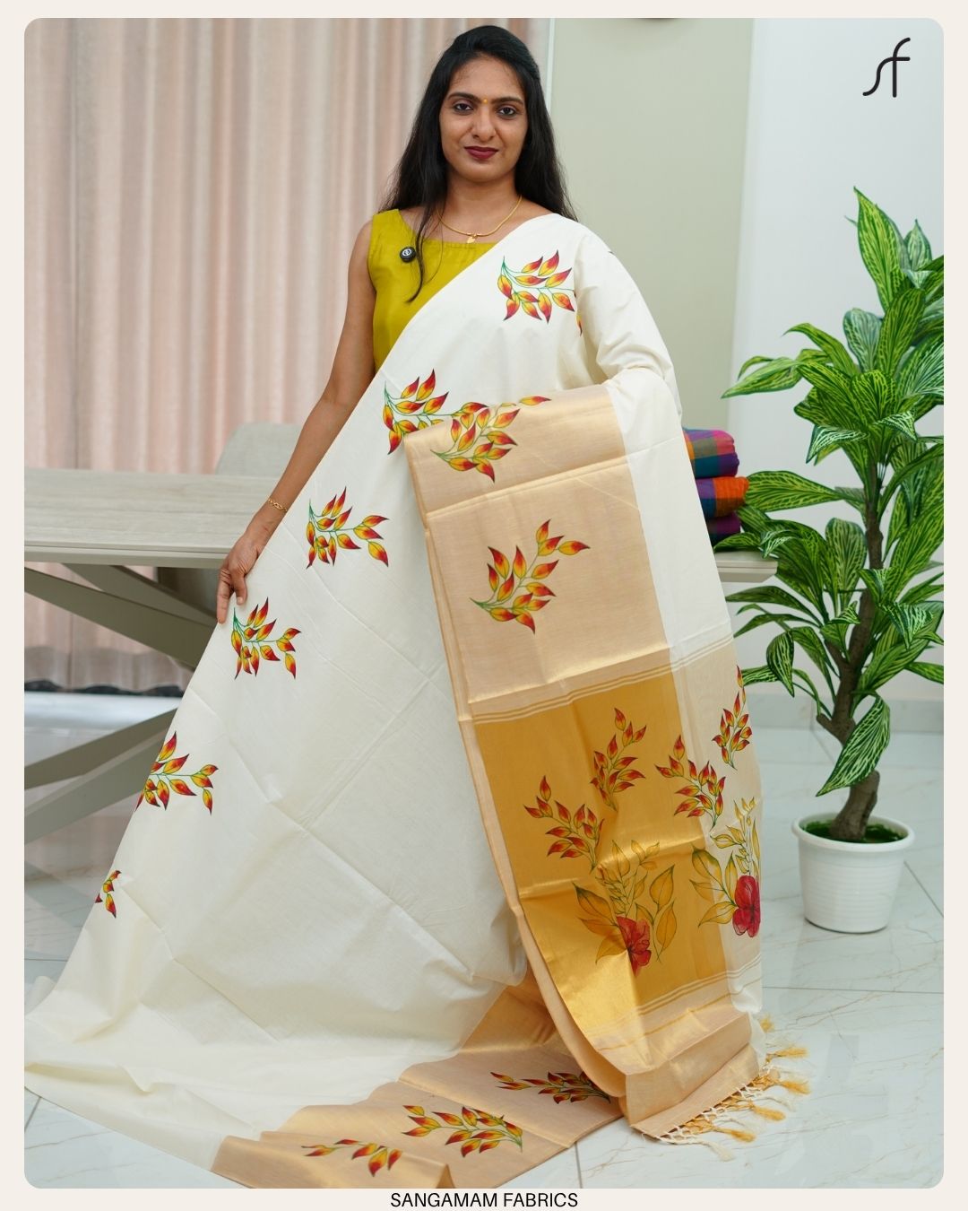 FLORAL PRINTED KERALA SAREE