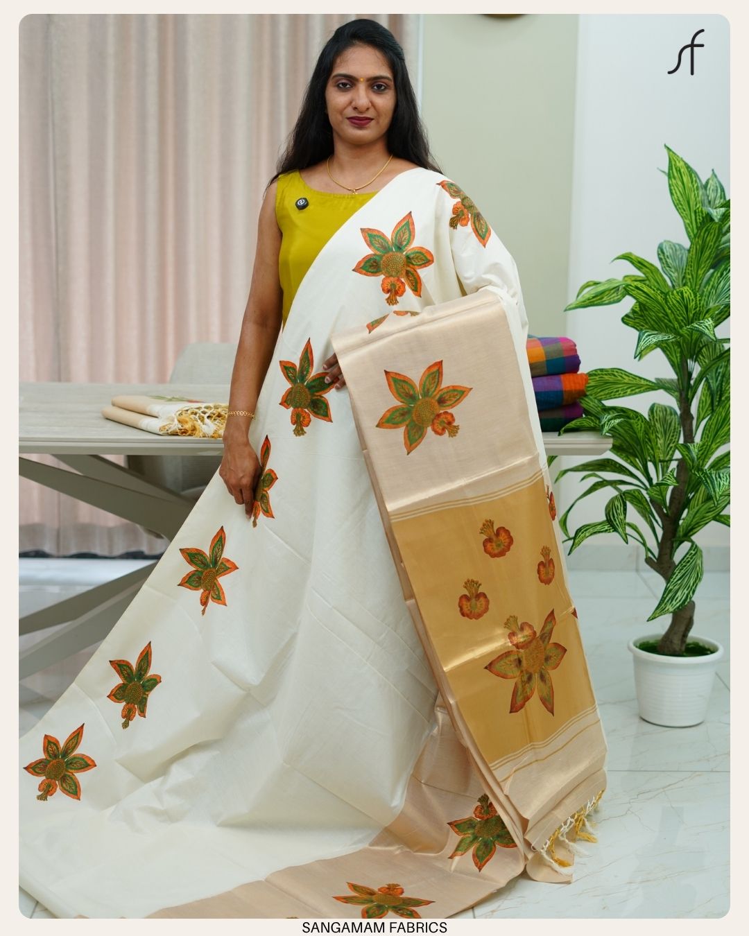 FLORAL PRINTED KERALA SAREE