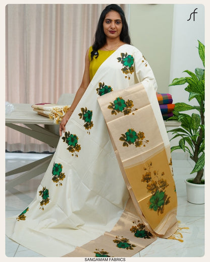 FLORAL PRINTED KERALA SAREE