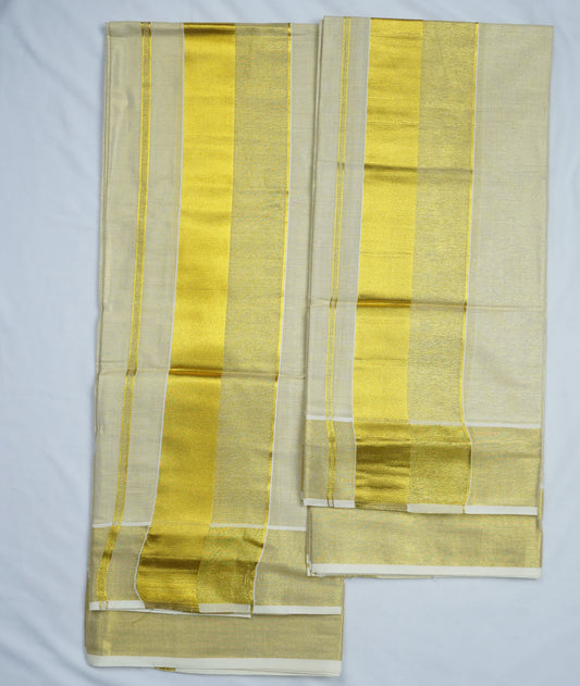 KERALA TISSUE GOLDEN KASAVU SET MUNDU 2.80 METER